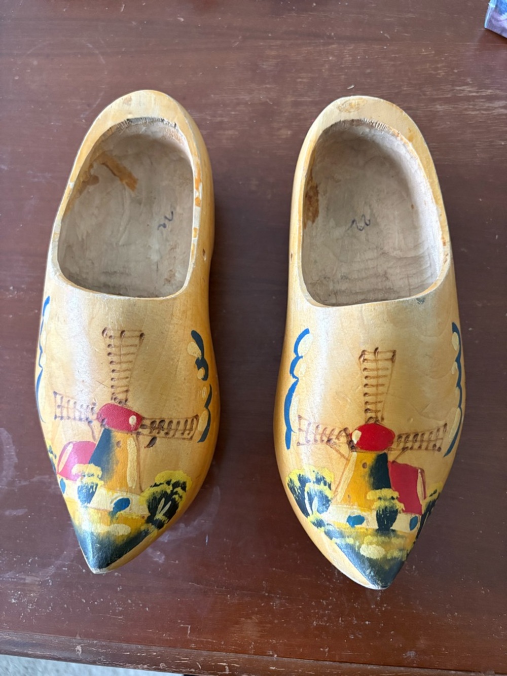 Vintage Holland MicHand-Painted Wooden Shoes